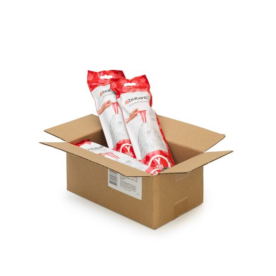 Brabantia Müllbeutel PerfectFit Multipack, Code Y / 20L, Extra Starke Müllsäcke mit Zugband, 6 rollen (120 Müllbeutel)