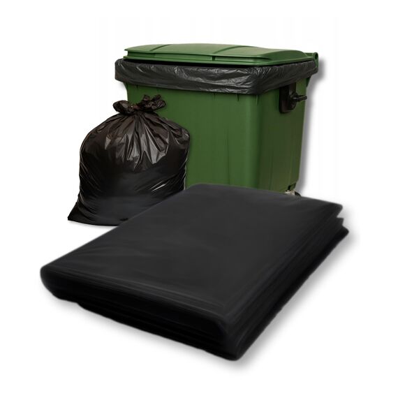 PAM-FOLIE Müllsäcke 1100L für Müllcontainer - 5 Stück - Set - XXL Große, Starke, Dicke Abfallsäcke - 235 cm x 180 cm - 50µm - Schutzhülle - Müllbeutel Schwarz - Universelle Säcke