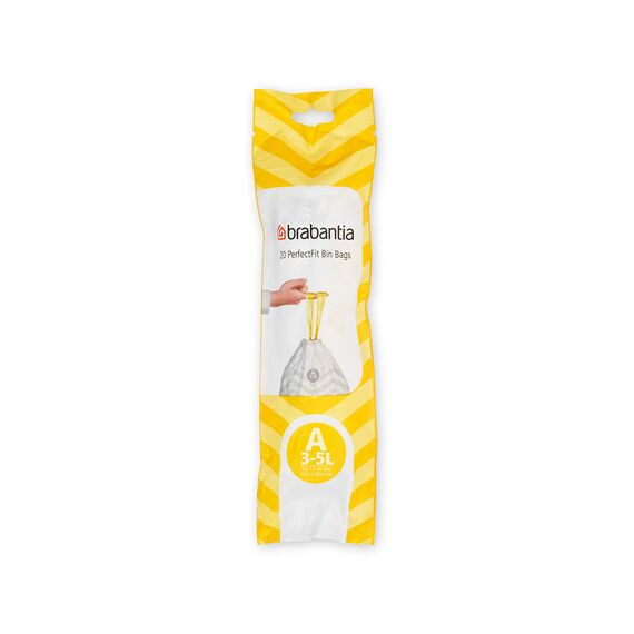 Brabantia Müllbeutel PerfectFit Multipack (Code A - 3L) Extra Starke Müllsäcke mit Zugband, 10 rollen (200 Müllbeutel)