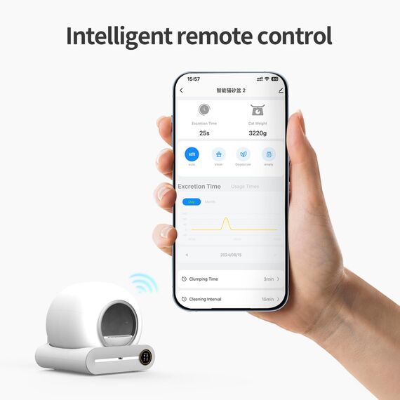RMAN Selbstreinigende Katzentoilette Katzenklo Elektrisches mit Müllbeutel und Matte Große Kapazität/App-Steuerung/Smart Health/Sicherer Alert/für Mehrere Katzen