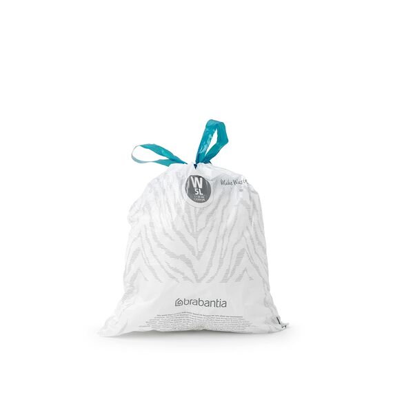 Brabantia Müllbeutel PerfectFit Multipack (Code W/5L) Extra Starke Müllsäcke mit Zugband, 10 rollen (200 Müllbeutel)