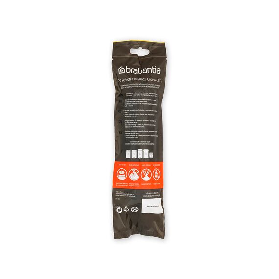 Brabantia Müllbeutel PerfectFit Multipack (Code A - 3L) Extra Starke Müllsäcke mit Zugband, 10 rollen (200 Müllbeutel)