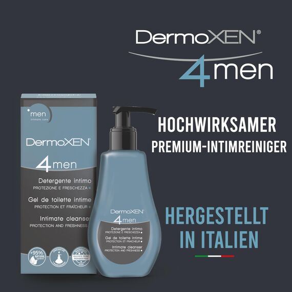 Dermoxen 4 Men Intimpflege für Männer mit antibakterieller Wirkung. Intim Waschlotion mit präbiotischen Fasern gegen Körpergeruch Intimpflege für Männer - 125 Milliliter