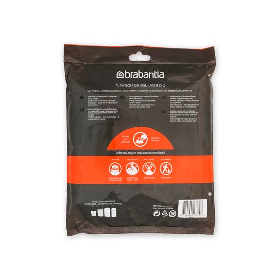 Brabantia Spenderpackung PerfectFit Müllbeutel Code J, White - 20-25 L, 40 Stück