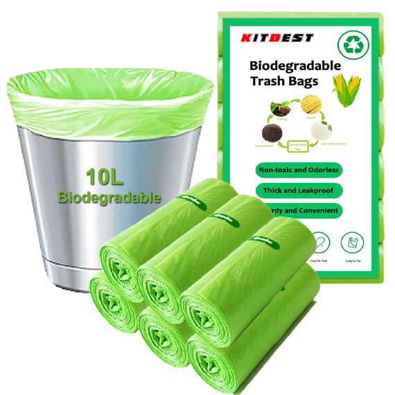 120 Stück Biomüllbeutel 10L, KITBEST Bio Müllsäcke Müllbeutel Abfallsäcke Biomülltüten Kompostierbare, Reißfeste Bio Beutel Küchen Lebensmittel Abfallbeutel für Küche, Büro, Wohnzimmer (45 x 50 cm)