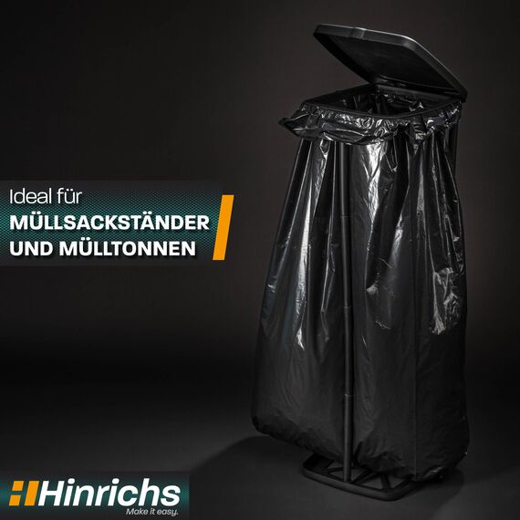Hinrichs Müllsäcke 120L extra Stark - 25er Rolle - 70x110 cm - Extrem reißfeste Müllbeutel - Mülltüten aus Recycling LDPE - Schwarze Säcke - Abfallsäcke für Garten, Haushalt & Baustelle