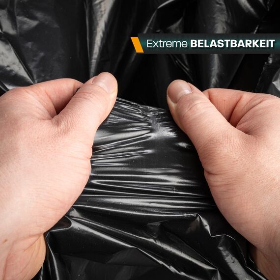 Hinrichs Müllsäcke 120L extra Stark - 25er Rolle - 70x110 cm - Extrem reißfeste Müllbeutel - Mülltüten aus Recycling LDPE - Schwarze Säcke - Abfallsäcke für Garten, Haushalt & Baustelle
