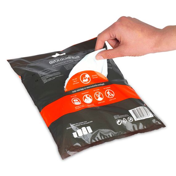 Brabantia Müllbeutel PerfectFit Spenderpackung (Code B / 5L) Extra Starke müllsäcke Mit Zugband (40 Müllbeutel)