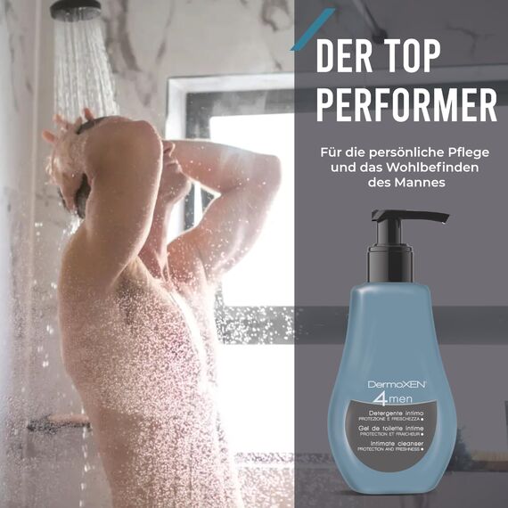 Dermoxen 4 Men Intimpflege für Männer mit antibakterieller Wirkung. Intim Waschlotion mit präbiotischen Fasern gegen Körpergeruch Intimpflege für Männer - 125 Milliliter