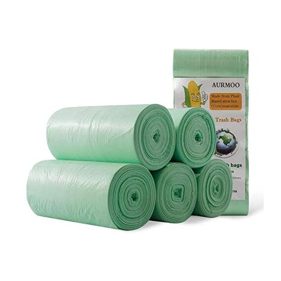 AURMOO Schwerlast Müllsäcke 60L, Reißfest Müllbeutel, Abbaubar Biomüllbeutel, Tropfsichere Mülltüten für Hausmüll, 50 Stück, B60xH80cm, Grün