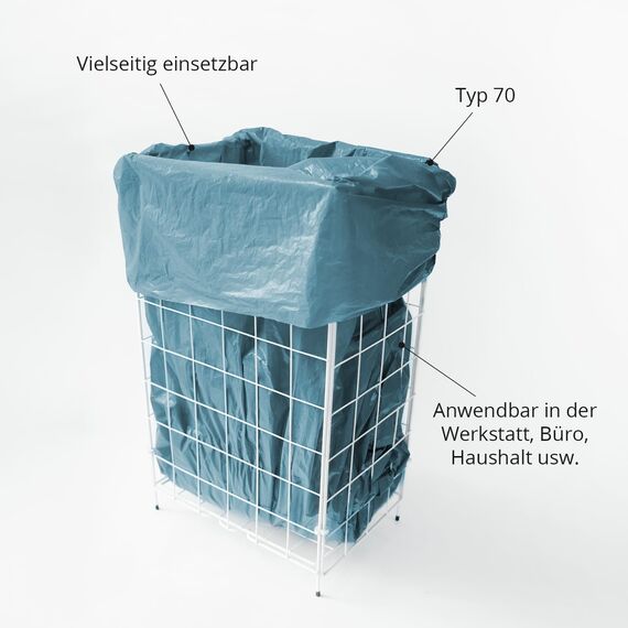 Müllsäcke, 250 St. extra starke blaue Müllbeutel, 120 l Fassungsvermögen, 700 x 1.100 mm, Typ 70 mit 42 my, besonders reißfest, ideal für Garten, Umzüge, Entrümpelungen & Haushalt, 10er Pack