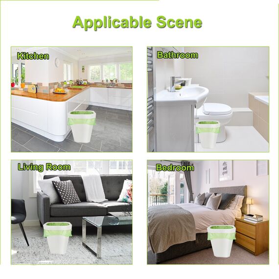 120 Biomüllbeutel 10L, KITBEST Bio Müllbeutel mit Henkel, Biomülltüten kompostierbare Müllsäcke mit Tragegriff, Bio Beutel Küchen Lebensmittel Abfallbeutel für Küche, Büro, Wohnzimmer (45x59cm, Grün)