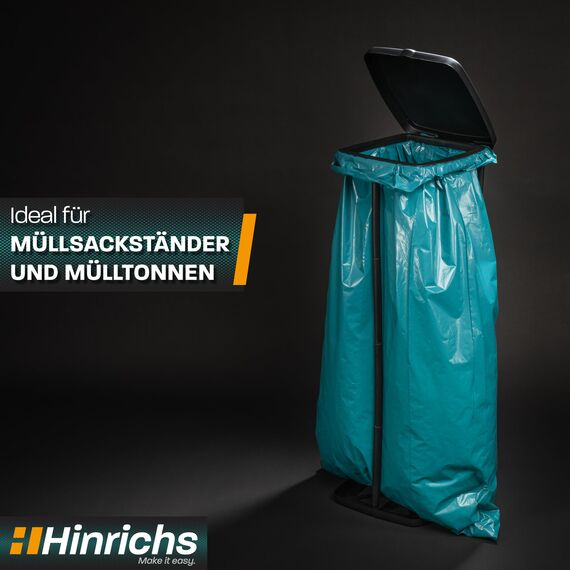Hinrichs Müllsäcke 120L extra Stark - 26er Rolle - 70x110 cm - Extrem reißfeste Müllbeutel - Mülltüten aus Recycling LDPE - Blaue Säcke - Abfallsäcke für Haushalt, Garten & Baustelle