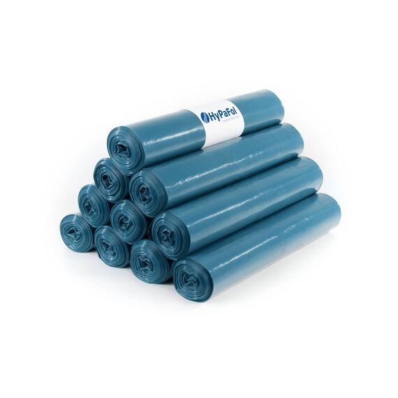 ???????????????????? ????????????????: Hypafol 100 Stück reißfeste Müllsäcke | extra starke Abfallsäcke | 10 blaue Rollen | 240 L Fassungsvolumen | stabile Müllbeutel aus umweltfreundlicher Recyclingfolie