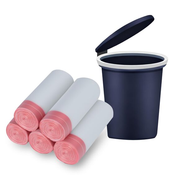 AURMOO Reißfest Müllbeutel 35L mit Zugband, Abbaubar Biomüllbeutel, Tropfsichere Mülltüten mit Zugband, Reißfeste Müllsäcke für Mülleimer, 85 Stück, B55XH65cm, Weiß