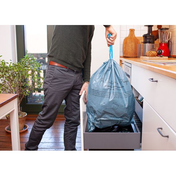 TSP Recycling Zugband Müllbeutel 35L - zu mind. 90% aus Post-Consumer-Abfällen (PE) - Blauer Engel zertifiziert - sicher & reißfest - für den Restmüll und die Wertstoffsammlung (35 Liter (15 Stück))