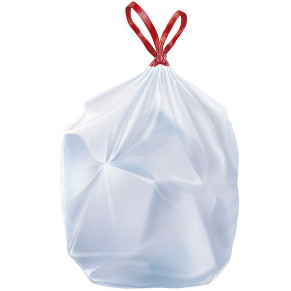 Swirl Zugband-Müllbeutel, 35 Liter, 9 Rollen mit je 15 Beuteln, Weiß