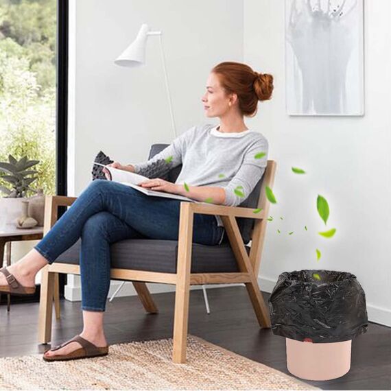 Aitodos 60 Stück Müllbeutel, L*H: 60 x 70 cm, Fassungsvermögen: 45l, Schwarz, Polyethylen-Müllbeutel, passend für die Meisten Mittleren Mülleimer ''45 l'' (6 Rollen, 10 pro Rolle)