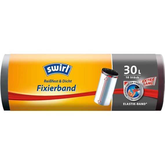 Swirl 30l Fixierband Müllbeutel extra-lang, 6er Pack (6 x 1 Stück)