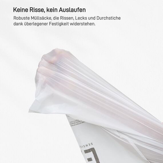 EKO Müllbeutel Größe A (3L- 6L), extra starke Müllsäcke mit Zugband für Küche und Bad, 80 Beutel, 1 Packung, weiß, klein, Geeignet für Mülleimer mit 3L, 4L, 5L, 6L