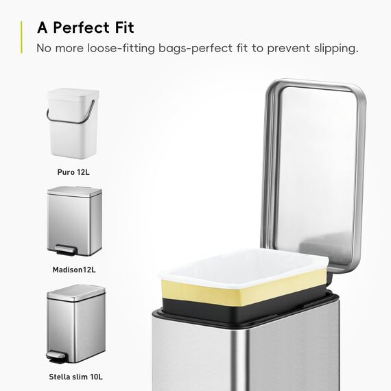 EKO Müllbeutel Größe C (10L- 15L), extra starke Müllsäcke mit Zugband für Küchenmülleimer, 20 Beutel, 1 Packung, weiß, reißfeste Mülltüten für sicheren Halt am Mülleimer