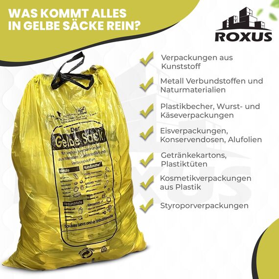 130 Stück gelbe Wertstoff- und Recycling-Müllsäcke, 90 l