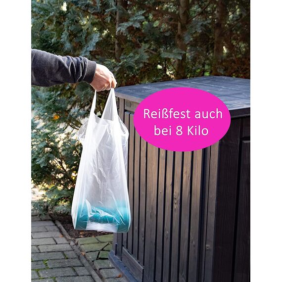 200 Stück Müllbeutel Premiumline: 25 Liter, 10er Pack, Größe: 53 x 54 cm - Besonders reißfest und wasserdicht - Mit Trage-Griff/Henkel