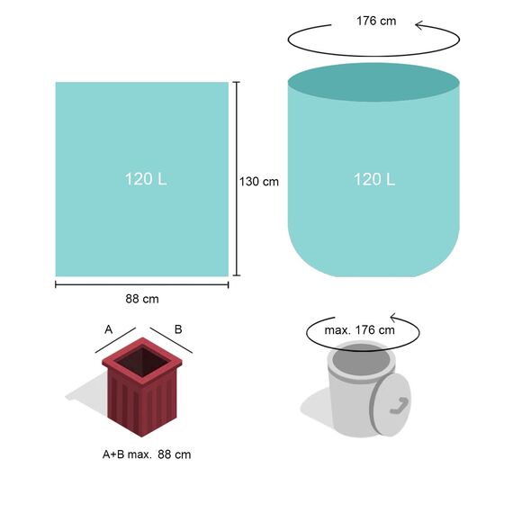 ZURAS® 120/140 Liter 88x130 cm Biomüllbeutel 30 Stk. kompostfähige, biologisch abbaubare Müllbeutel auf pflanzlicher Basis, DIN EN 13432 zertifiziert und geprüft, reißfest und wasserdicht