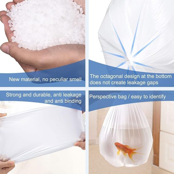 XUXRUS Müllbeutel 15L Mülltüten,100 Stück Weiß Abfallbeutel für Küchen,Wohnzimmer,Büro,Bad