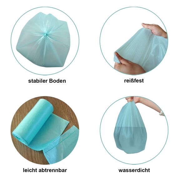 ZURAS® 120/140 Liter 88x130 cm Biomüllbeutel 30 Stk. kompostfähige, biologisch abbaubare Müllbeutel auf pflanzlicher Basis, DIN EN 13432 zertifiziert und geprüft, reißfest und wasserdicht