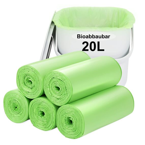 biomüllbeutel kompostierbare müllbeutel-100pcs bio müllbeutel-20L : Aievrgad 20L Müllbeutel 100% recycelt, dick, biologisch abbaubar, kompostierbar, für Lebensmittel/Haushalt/Garten - grün