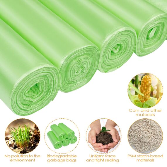 Tekenewbse 150 Stück Biomüllbeutel, Müllbeutel 25L, Bio Müllbeutel, Biomülltüten, Kompostierbare Müllbeutelm, Biomüllbeutel Papier, Bio Mülltüten, Biomüllsäcke, Müllsäcke, Trash Bags(50X60cm,Grün)