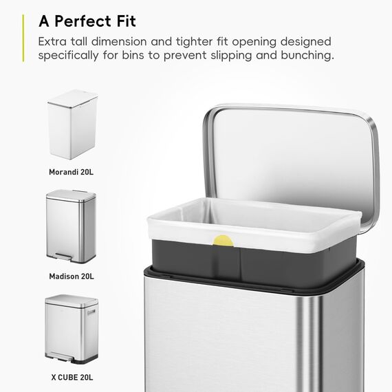 EKO Müllbeutel Größe D (18L- 21L), extra starke Müllsäcke mit Zugband für Küchenmülleimer, 20 Beutel, 1 Packung, weiß, reißfeste Mülltüten für sicheren Halt am Mülleimer