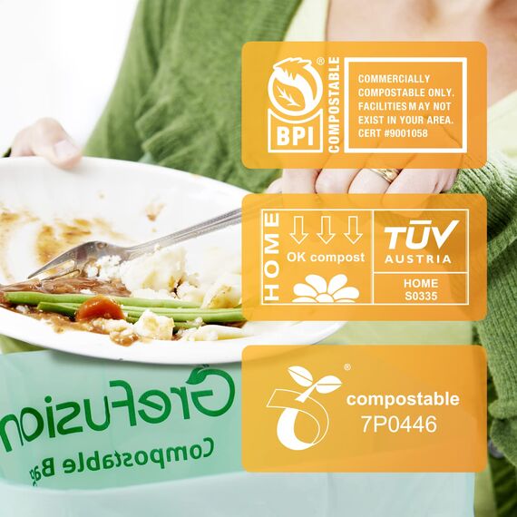 GreFusion Extra Stark 10L Biomüllbeutel mit Henkel 80 Stück Müllbeutel mit Tragegriff ok compost