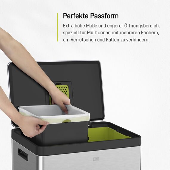 EKO reißfest Müllbeutel mit Zugband, 25-35 Liter Müllsäcke, 80 Beuteln, extra starken, Schnellzugriffsbox, Auslaufsicher Mülltüten für sicheren Halt am Mülleimer, weiß, Größe E