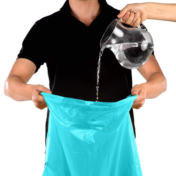 Relevo Blaue Müllbeutel mit Zugband – 20L (B 45 cm x H 46 cm), 15 Beutel pro Rolle | Extra Starke Müllsäcke | 100% Recyceltes LDPE aus Gewächshäusern | Zertifiziert (Blauer Engel)