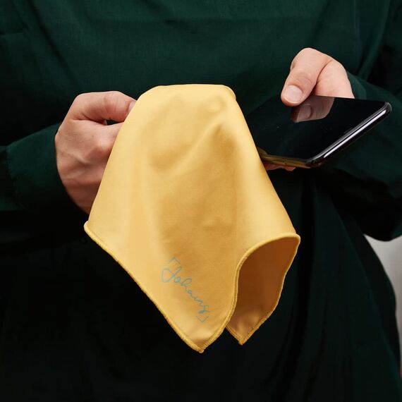 Johans® XXL Mikrofasertuch zur Reinigung von Smartphone, Tablet, Brille, Display, Kamera | Displaytuch, Brillenputztuch, Reinigungstuch | Optikerqualität in 30x30cm (Gelb)