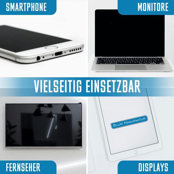 BLUM MANUFAKTUR Bildschirmreiniger 1x 500 ml + 30x30 cm Mikrofasertuch supersoft 365GSM - Screen Cleaner - Display Reiniger