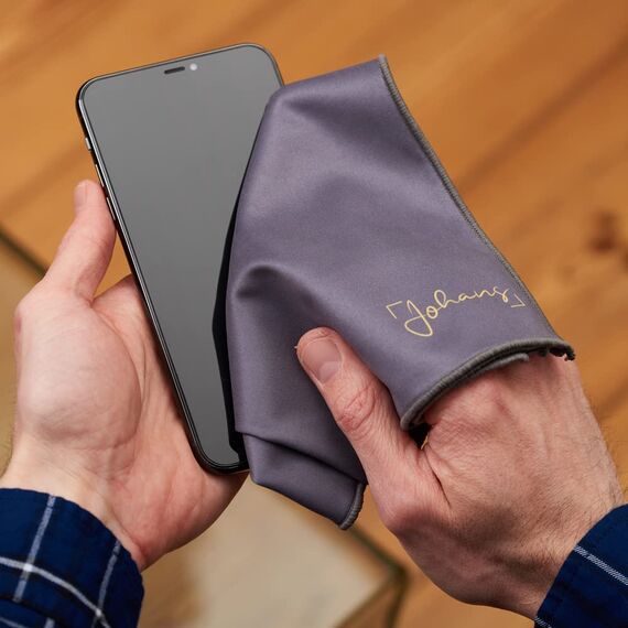 Johans® XXL Mikrofasertuch zur Reinigung von Smartphone, Tablet, Brille, Display, Kamera | Displaytuch, Brillenputztuch, Reinigungstuch | Optikerqualität in 30x30cm (Anthrazit)
