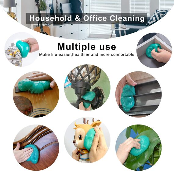 ASFSKY 2 Stück Tastatur Reiniger Gel, Reinigungsgel für Auto Innenraum Reiniger Umweltfreundlichem, Reinigungsschleim Universeller Staubreiniger für Auto, Computer, Drucker, Kameras (Orange + Grün320)