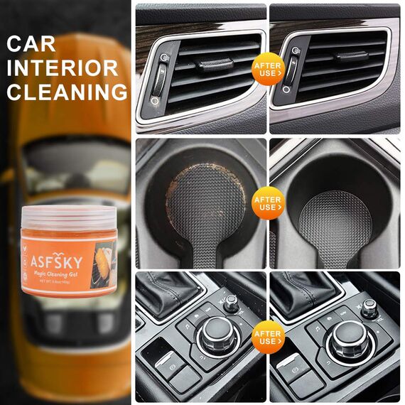 ASFSKY 2 Stück Tastatur Reiniger Gel, Reinigungsgel für Auto Innenraum Reiniger Umweltfreundlichem, Reinigungsschleim Universeller Staubreiniger für Auto, Computer, Drucker, Kameras (Orange + Grün320)