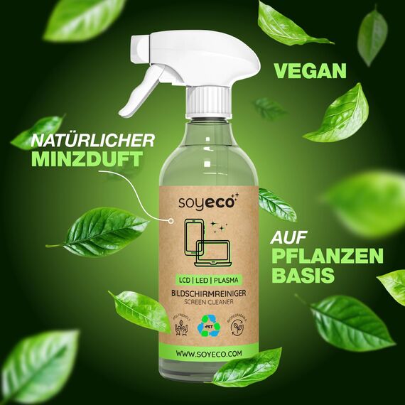 500ml Bildschirmreinigungsspray + 3X Mikrofasertuch: 40x40cm, 30x30cm, | Reinigungsflüssigkeit | Für Smartphone, Laptop, Tablet, TV, LCD/TFT, LED, OLED, Monitore, Uhren | Kein Verschmieren