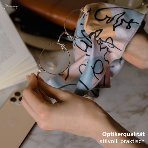 Johans® XXL Mikrofasertuch | Optikerqualität 30x30cm zur Reinigung von Brille, Smartphone, Tablet, Kamera | Brillenputztuch, Displaytuch (Faces)