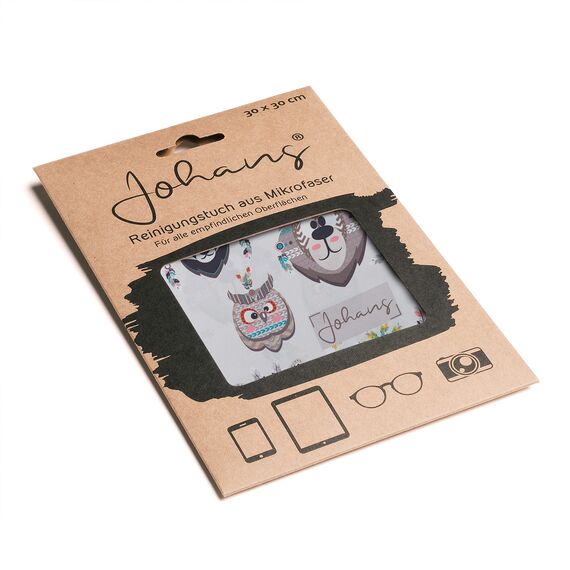 Johans® XXL Mikrofasertuch zur Reinigung von Smartphone, Tablet, Brille, Display, Kamera | Displaytuch, Brillenputztuch, Reinigungstuch | Optikerqualität in 30x30cm (Little Friends)