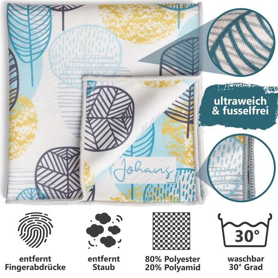 Johans® XXL Mikrofasertuch | Optikerqualität 30x30cm zur Reinigung von Brille, Smartphone, Tablet, Kamera | Brillenputztuch, Displaytuch