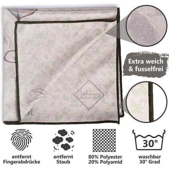 Johans® XXL Mikrofasertuch | Optikerqualität 30x30cm zur Reinigung von Brille, Smartphone, Tablet, Kamera | Brillenputztuch, Displaytuch