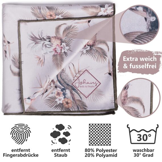 Johans® XXL Mikrofasertuch | Optikerqualität 30x30cm zur Reinigung von Brille, Smartphone, Tablet, Kamera | Brillenputztuch, Displaytuch