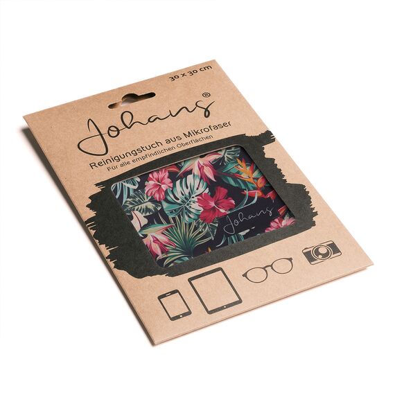Johans® XXL Mikrofasertuch zur Reinigung von Smartphone, Tablet, Brille, Display, Kamera | Displaytuch, Brillenputztuch, Reinigungstuch | Optikerqualität in 30x30cm (Dark Tropical)
