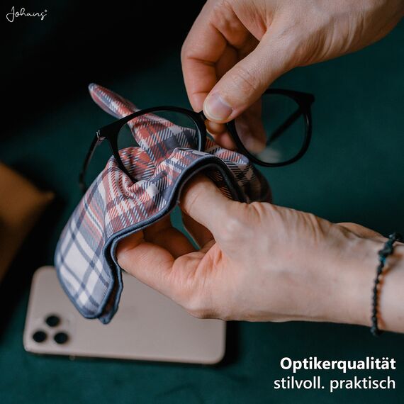 Johans® XXL Mikrofasertuch | Optikerqualität 30x30cm zur Reinigung von Brille, Smartphone, Tablet, Kamera | Brillenputztuch, Displaytuch (Henry)