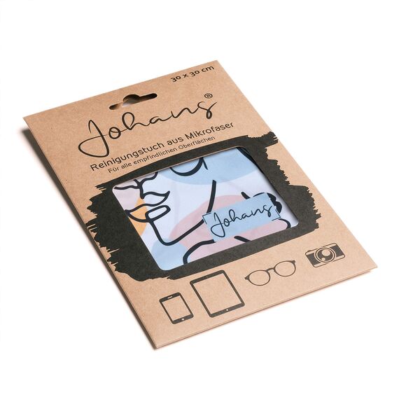 Johans® XXL Mikrofasertuch | Optikerqualität 30x30cm zur Reinigung von Brille, Smartphone, Tablet, Kamera | Brillenputztuch, Displaytuch (Faces)